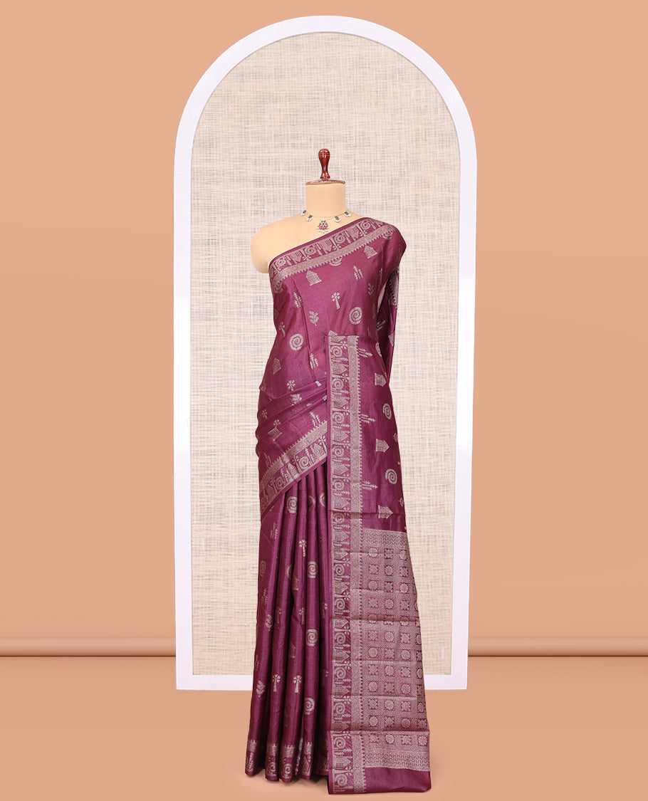 Purple Tussar Silk Saree