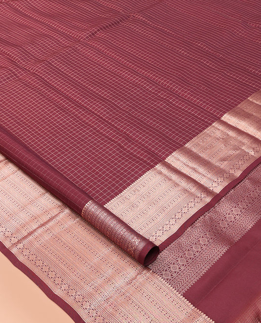 Maroon Checked Vasundhara Lite Silk Mix Saree, a Traditional Zari Border, Jaal Pallu, a Matching Blouse