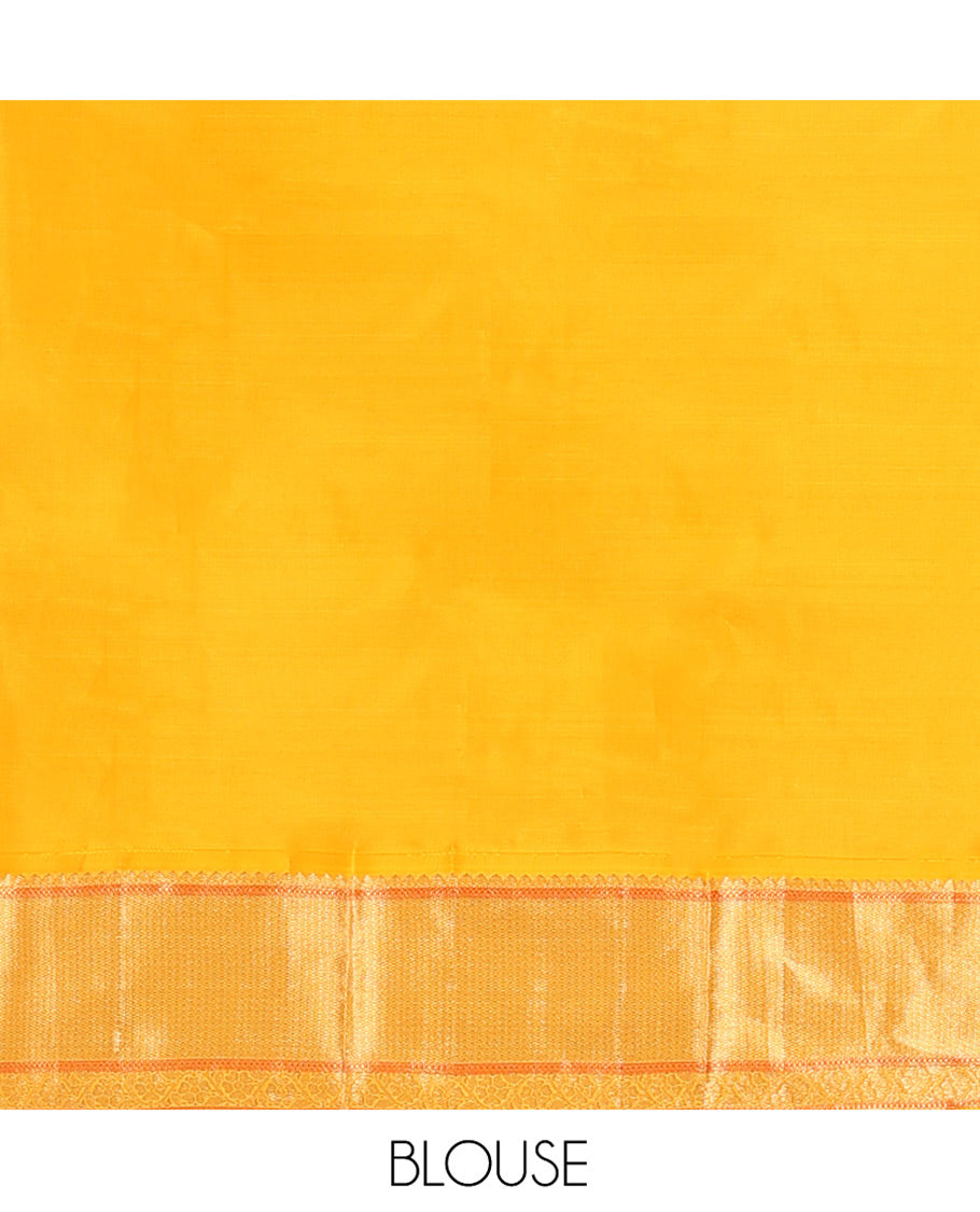 Blue Vasundhara Lite-Silk Mix Saree, Mesmerized with Zari Buttas All Over Its Body, Complemented by Contrast Border Featuring Thilakam Mokku, Muthu, Mayil Kann, and Kodi Visiry Designs, Grand Jaal Pallu, and Paired with a Contrast Blouse