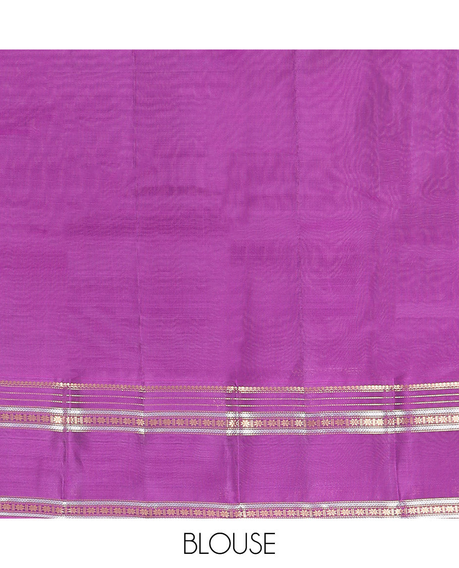 Rust Vasundhara Lite Silk Mix Saree Adorned with Rudraksham Buttas, Complemented by Contrast Varisai Pettu Border of Thilakam Mokku, Muthu, Kathir, and Star Vanki Designs, Pallu of Jaal Designs, and Paired with a Contrast Blouse