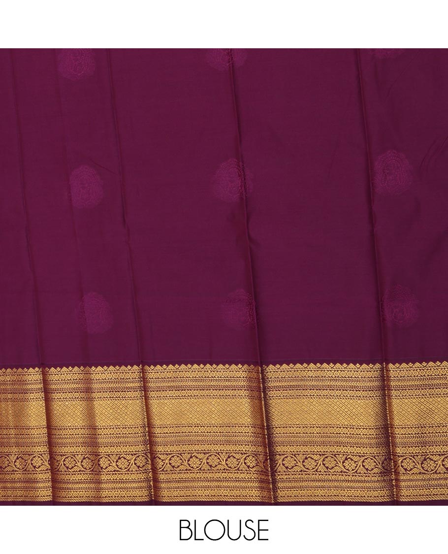 Orange zari buttas gift saree, contrast traditional zari design border, and jaal pallu