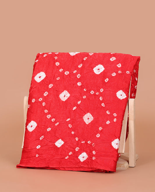 Borderless Red Bandhani Dola Silk Saree