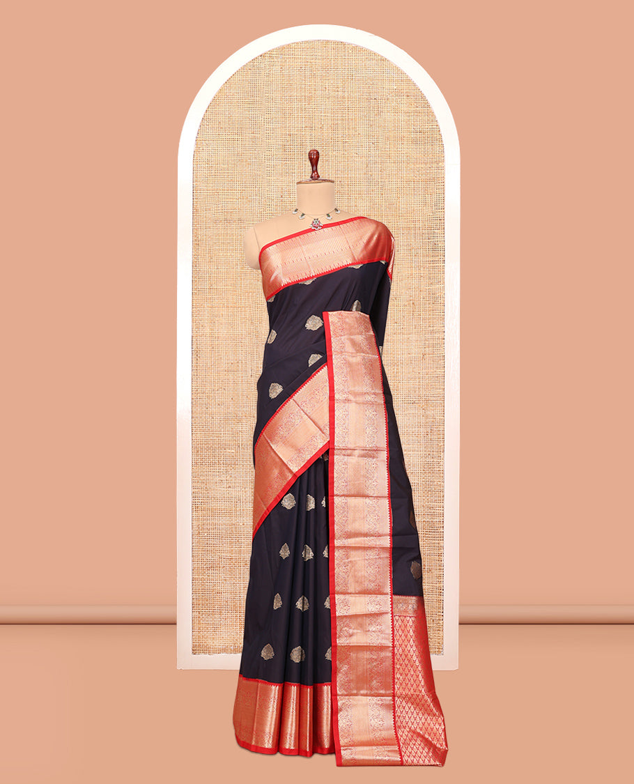 Wine Zari Butta Budget Silk Saree