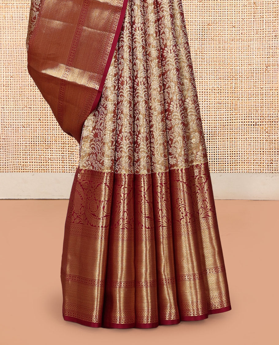 Maroon Kanchipuram Tissue Silk Saree