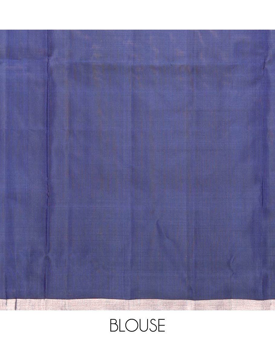 Navy blue zari buttas soft silk saree, thin piping border, and palllu of vanki designs
