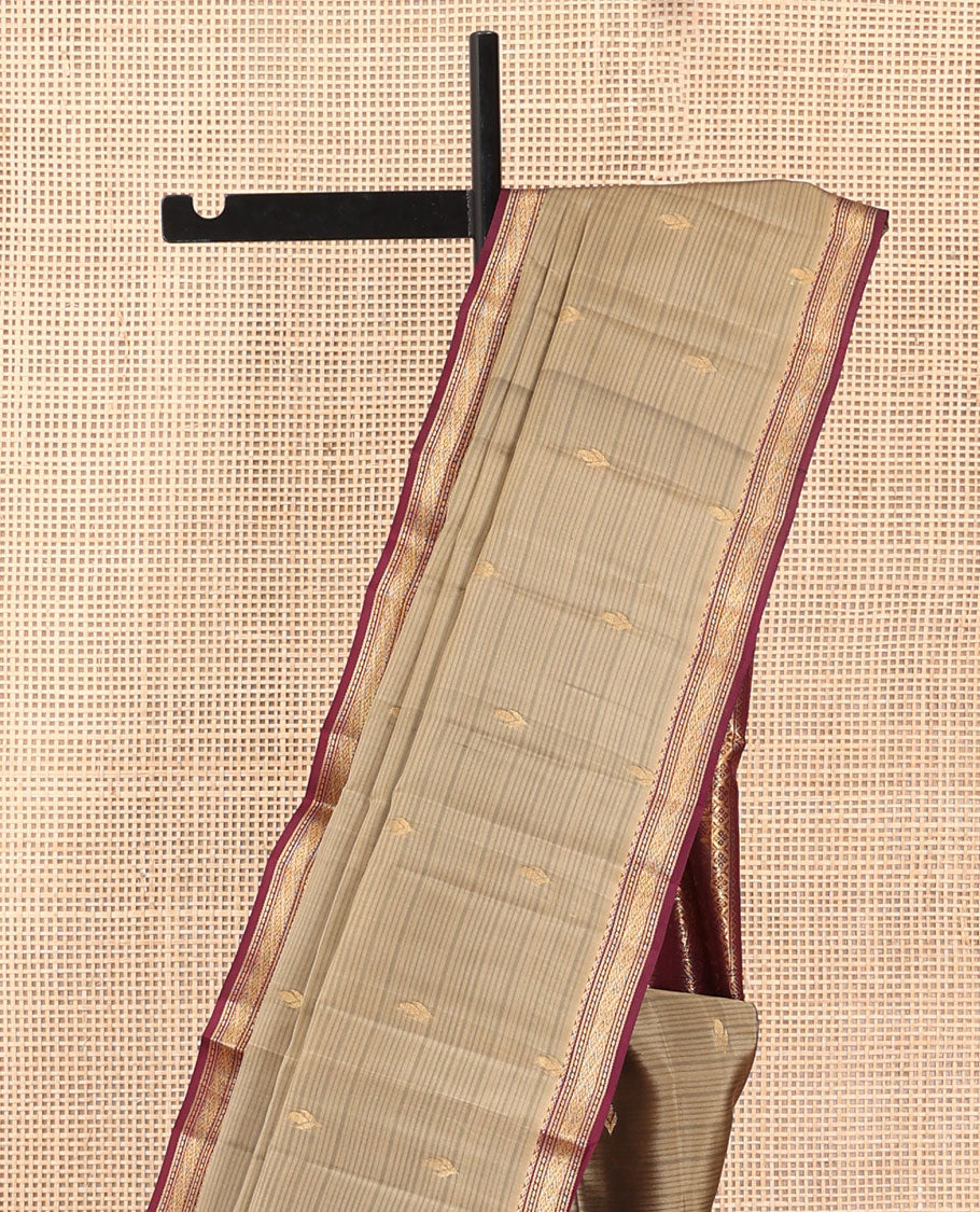 Brown Buttas Vasundhara Lite Silkmix Saree, Contrast Jaal Border, Traditional Kanchi Pallu, Contrast Blouse