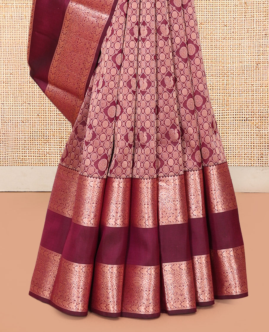 Wine Jacquard Kanchipuram Wedding Silk Saree