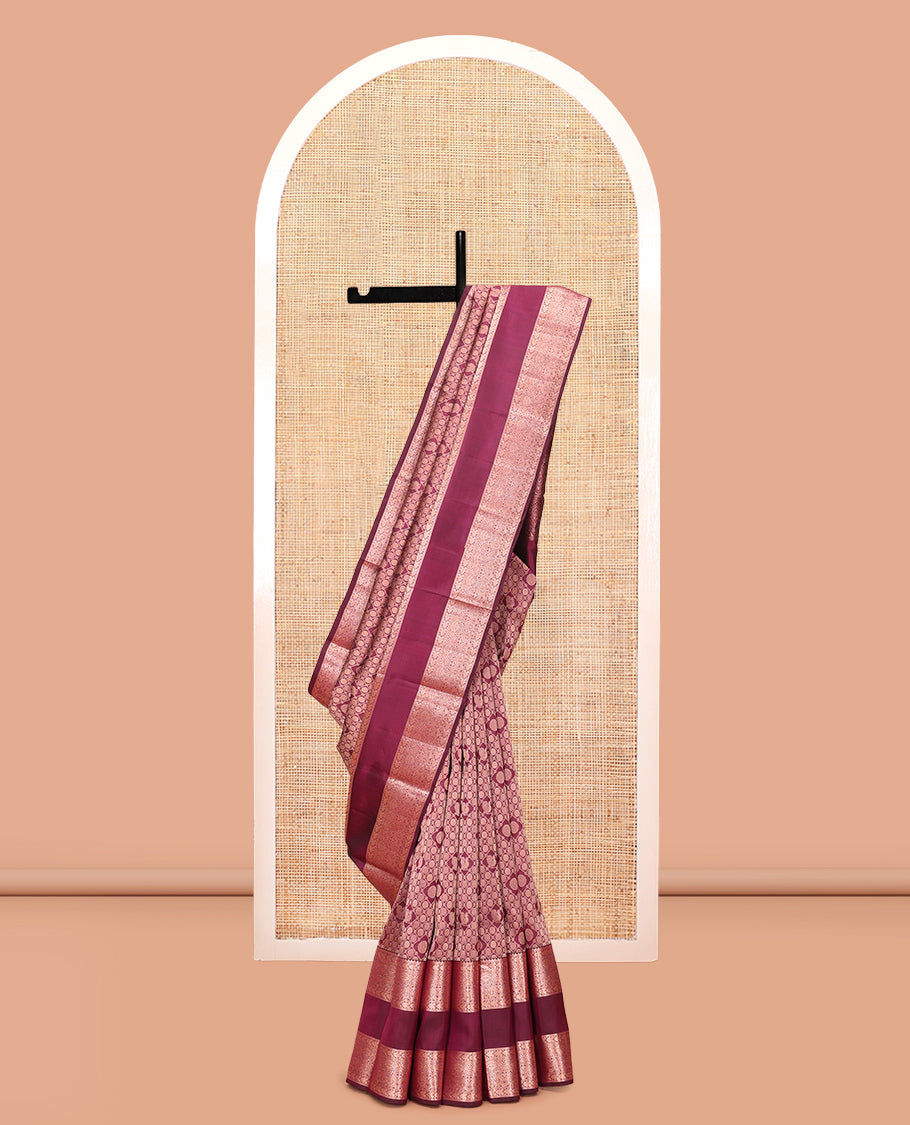 Wine Jacquard Kanchipuram Wedding Silk Saree