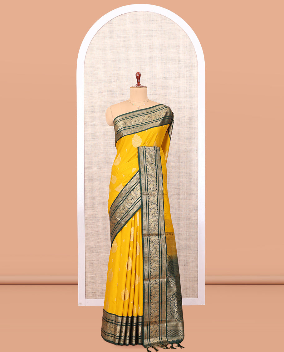 Yellow Zari Butta Budget Silk Saree