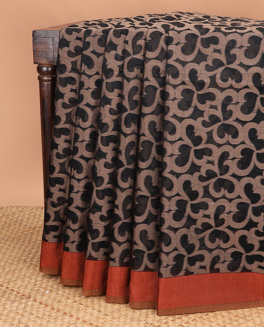 Black with gold brown thread weaving banaras kotta weaving saree , contrast metalic gold brown & kottal palian blouse