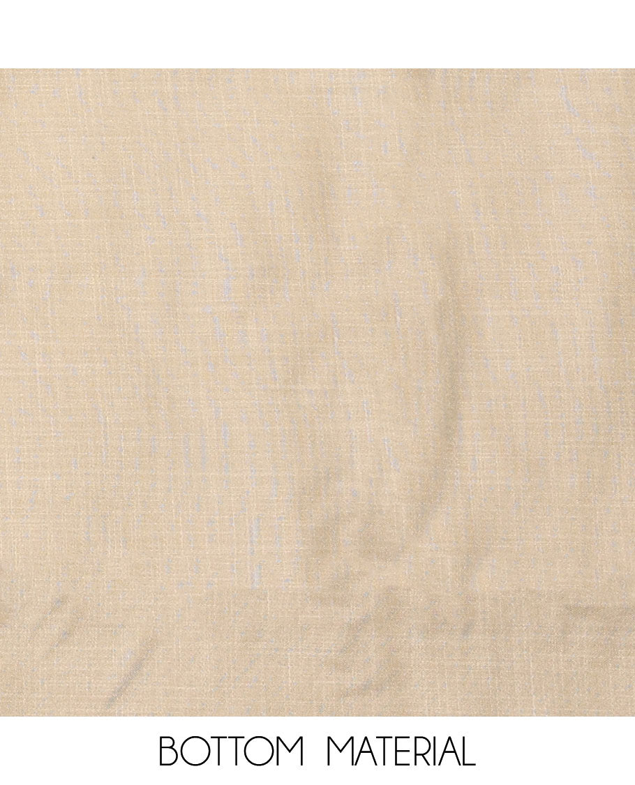 Brown material chudidar set, buttas with neck embroidered top, contrast plain bottom, and thread and sequins embroidered dupatta