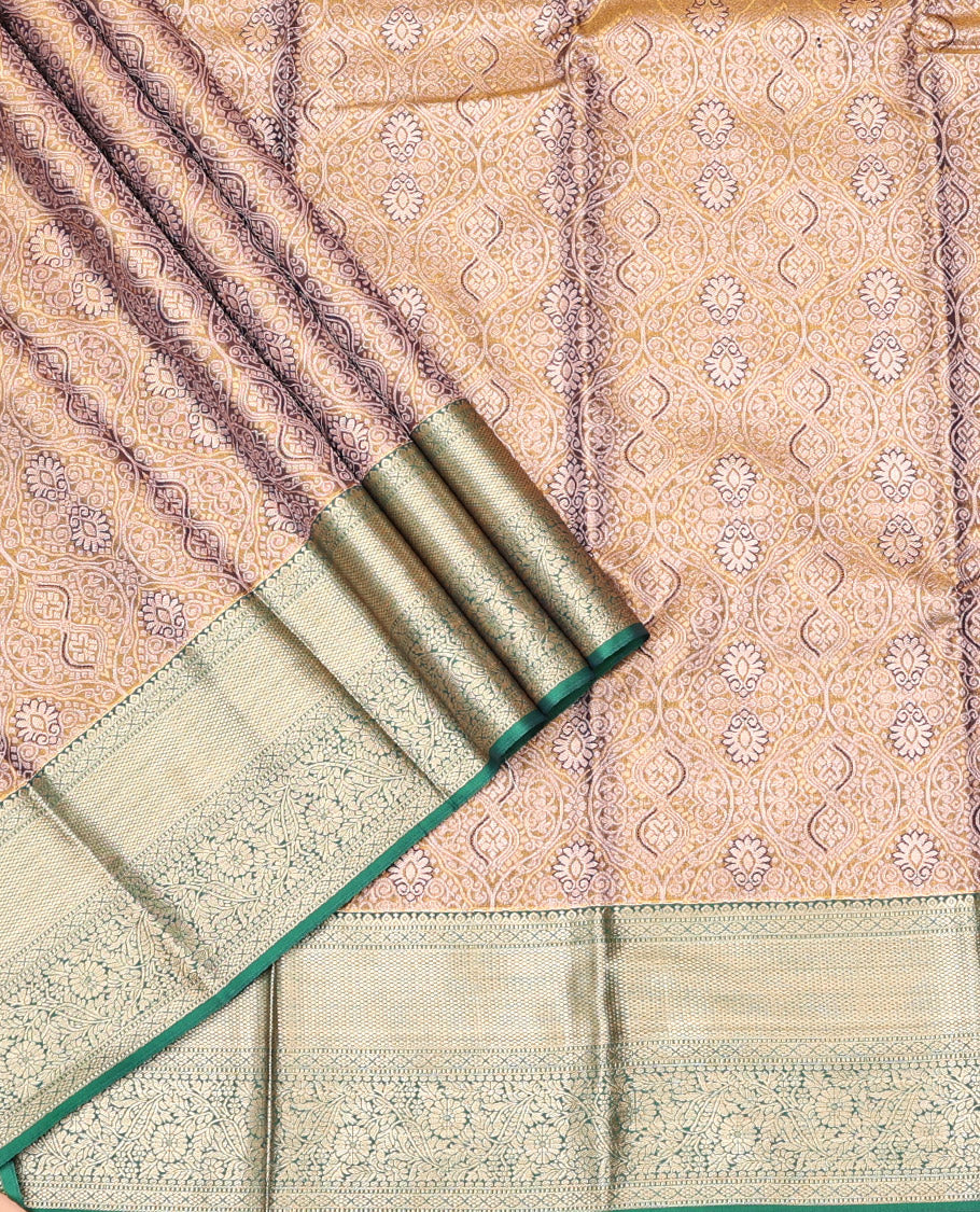 Mustard Art Silk Half-Saree, Delicately Woven with Jacquard Design, Contrast Traditional Zari Border, and Paired with a Matching Blouse