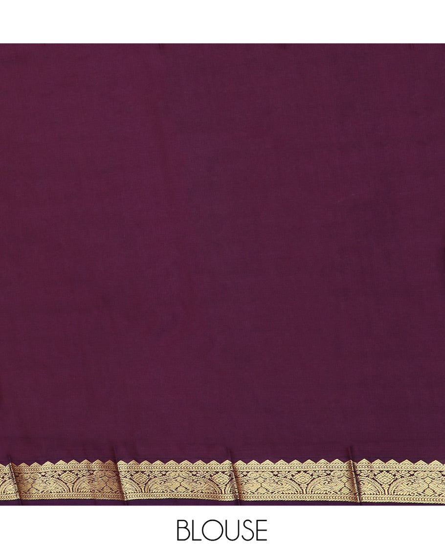 Pink Budget Silk Saree, Highlighted by Zari Designs, Complemented by a Contrast Traditional Border of Peacock Designs, Pallu Steeped with Traditional Designs, and Paired with a Contrast Blouse