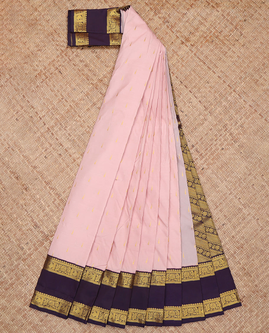 Pale Pink Temple Butta Budget Silk Saree
