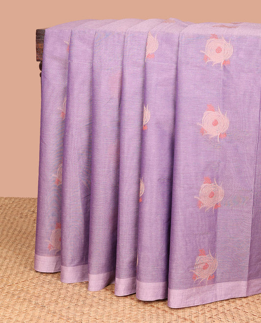 Purple all-over floral design coimbatore cotton saree with contrast plain border
