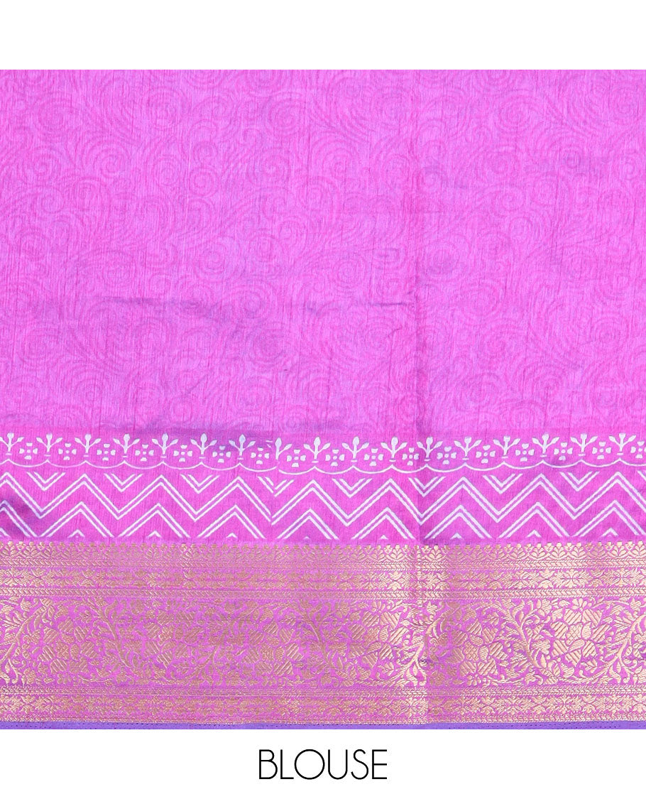 Blue intricately designed semi-banaras patola silk saree, contrast floral creeper zari design border, and pallu of chevron and floral designs