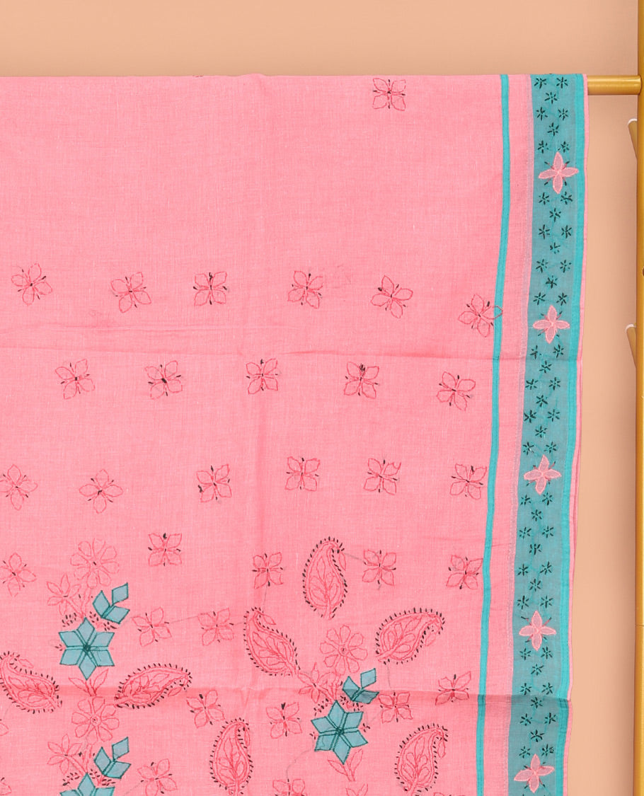 Pink Lucknowi Chikankari Saree