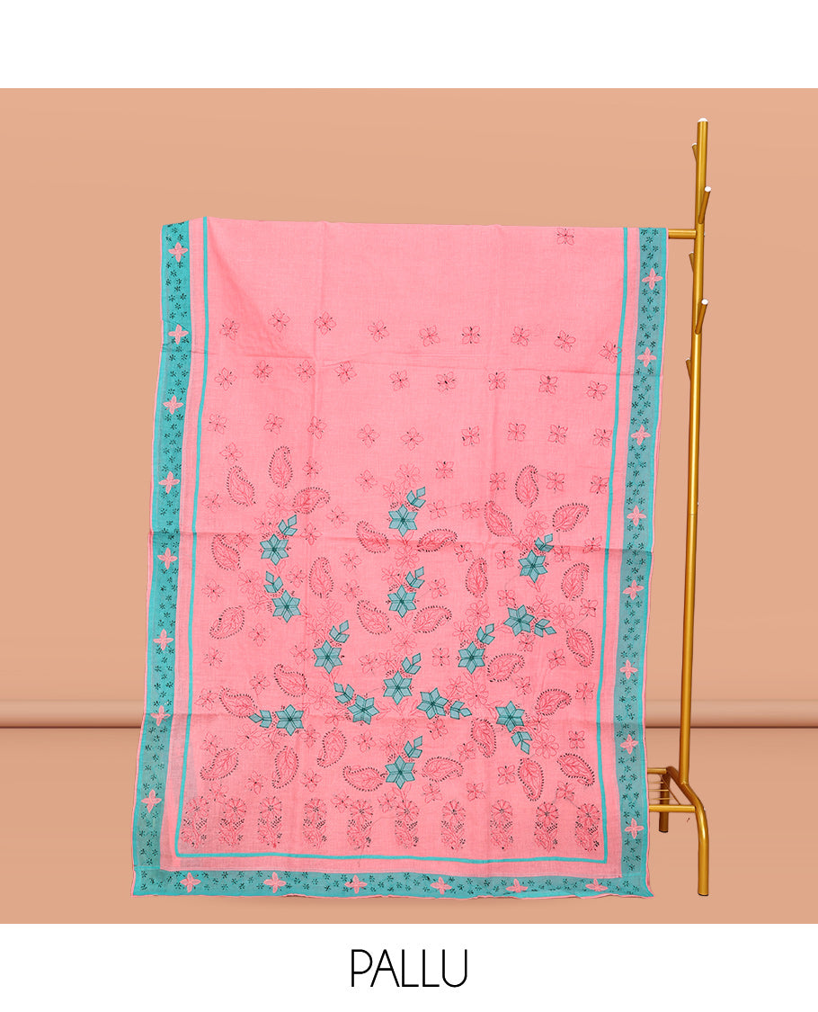 Pink Lucknowi Chikankari Saree