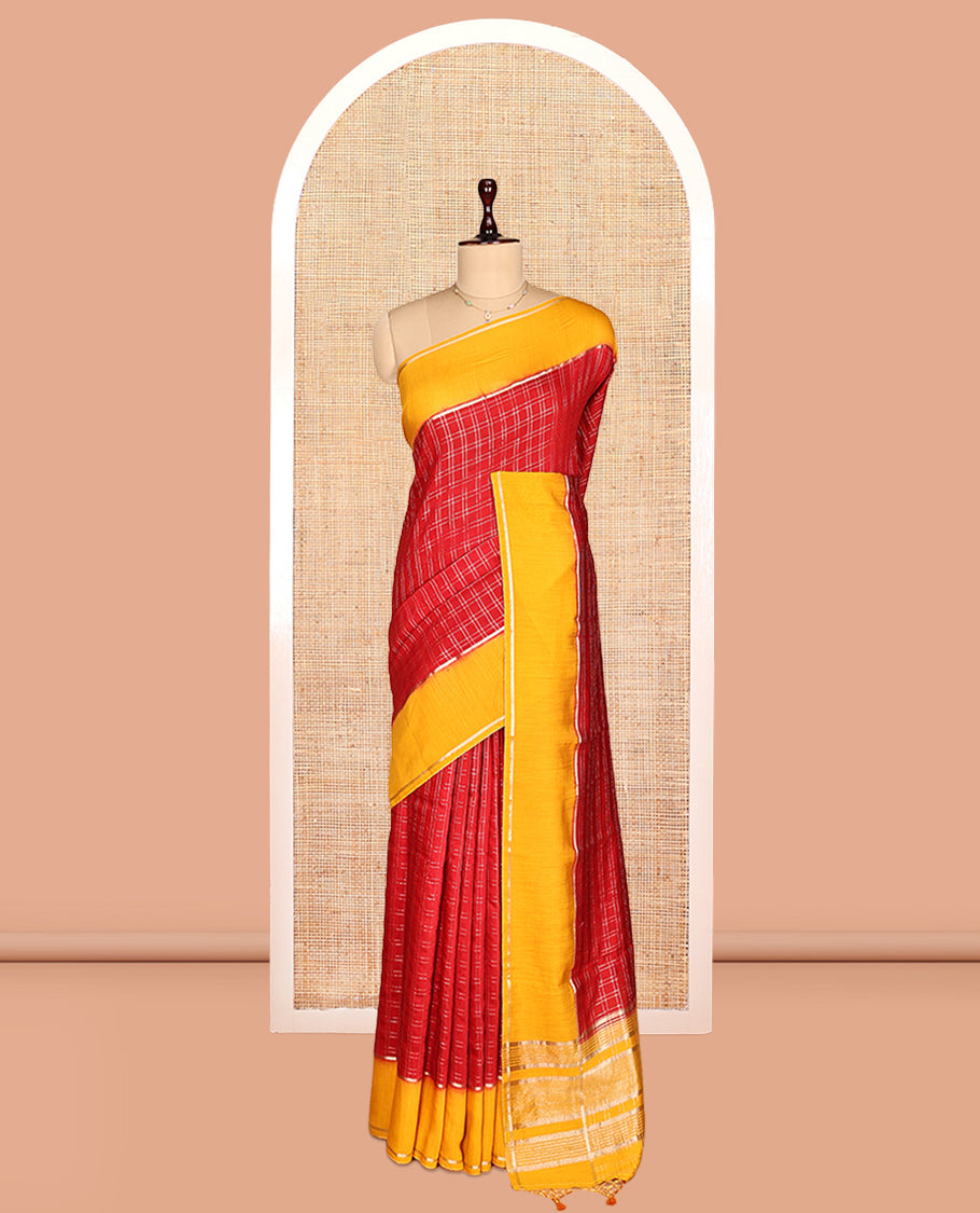 Red Assam Silk Saree