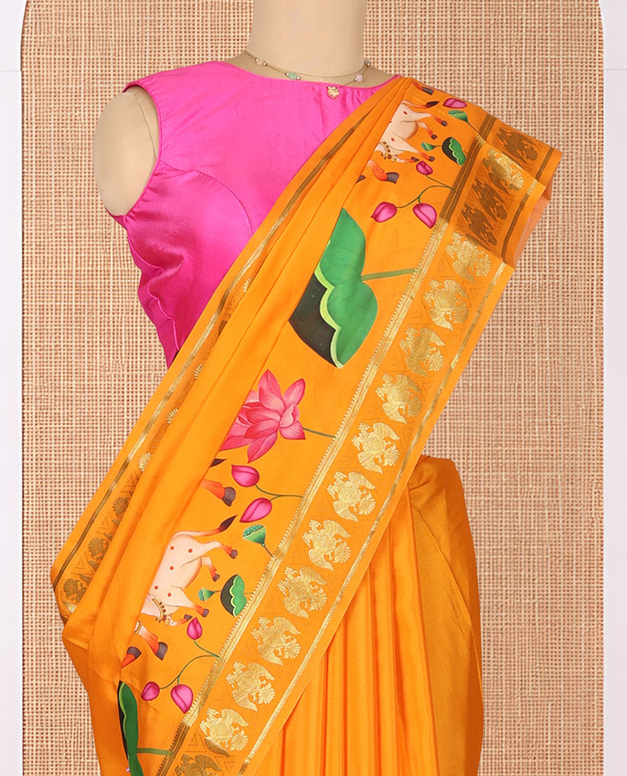 Orange Mysore Silk Saree