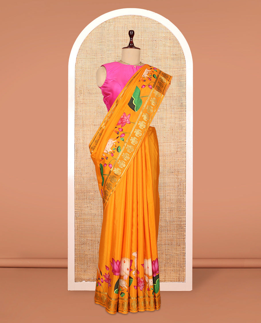 Orange Mysore Silk Saree