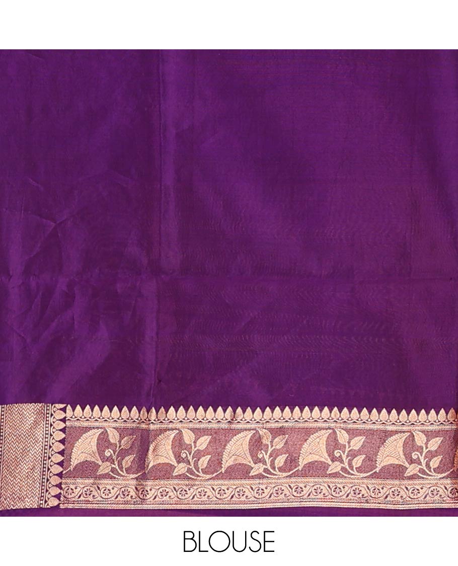Baby Blue Raw Mango Silk Saree Subtly Sparked with Buttas, Complemented by a Contrast Traditional Zari-Designed Border, Featuring a Zari-Elevated Jaal-Designed Pallu, Paired with a Contrast Blouse