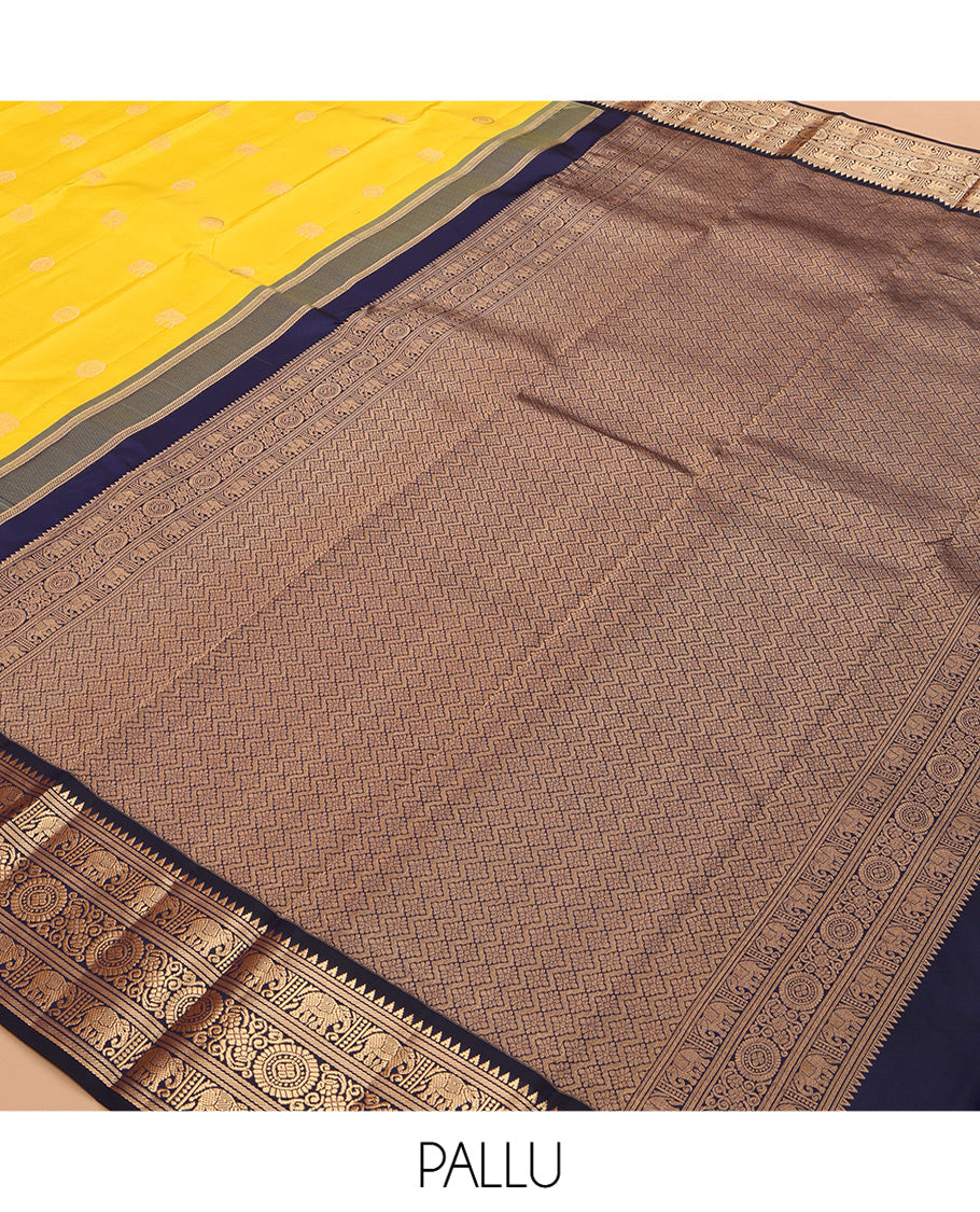 Yellow Kanchipuram Silk Saree