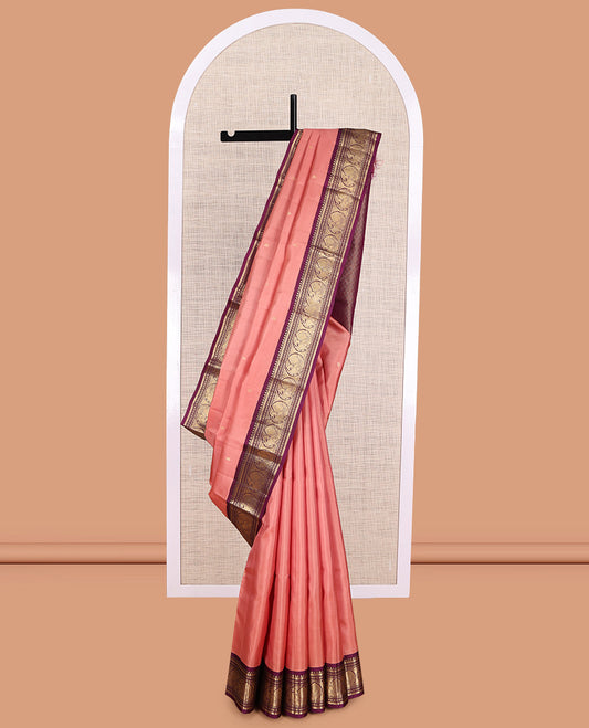 Peach Kanchipuram Silk Saree
