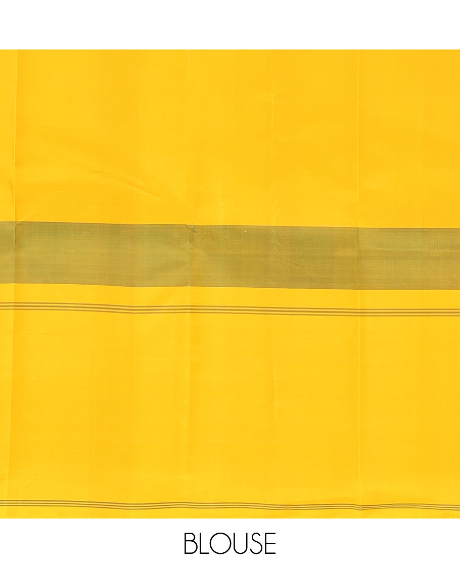 Purple checked Kanchipuram silk saree, contrast thazampoo rekku striped border, and striped pallu