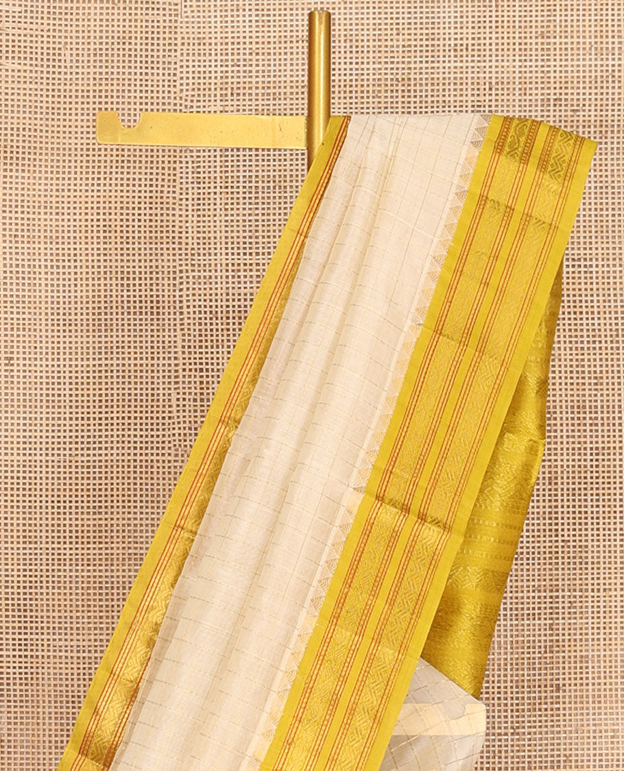 Light Sandal Checks Kuppadam Silk Saree