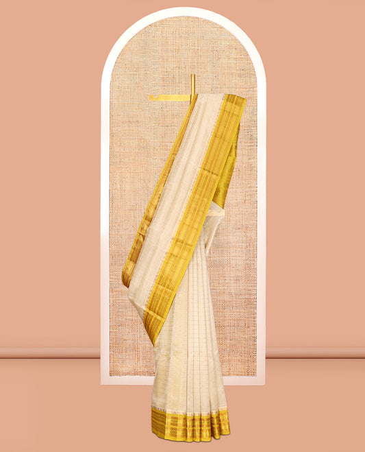 Light Sandal Checks Kuppadam Silk Saree
