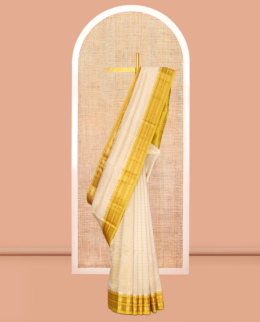 Light Sandal Checks Kuppadam Silk Saree