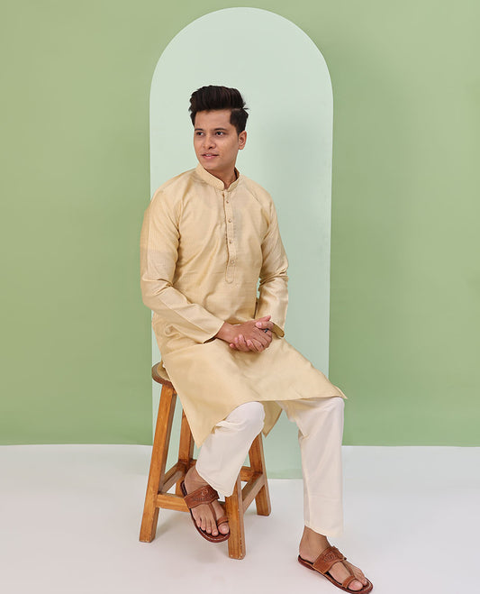 Sandal embossed design full-sleeved kurta