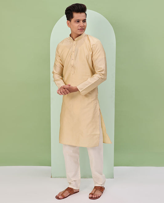 Sandal embossed design full-sleeved kurta