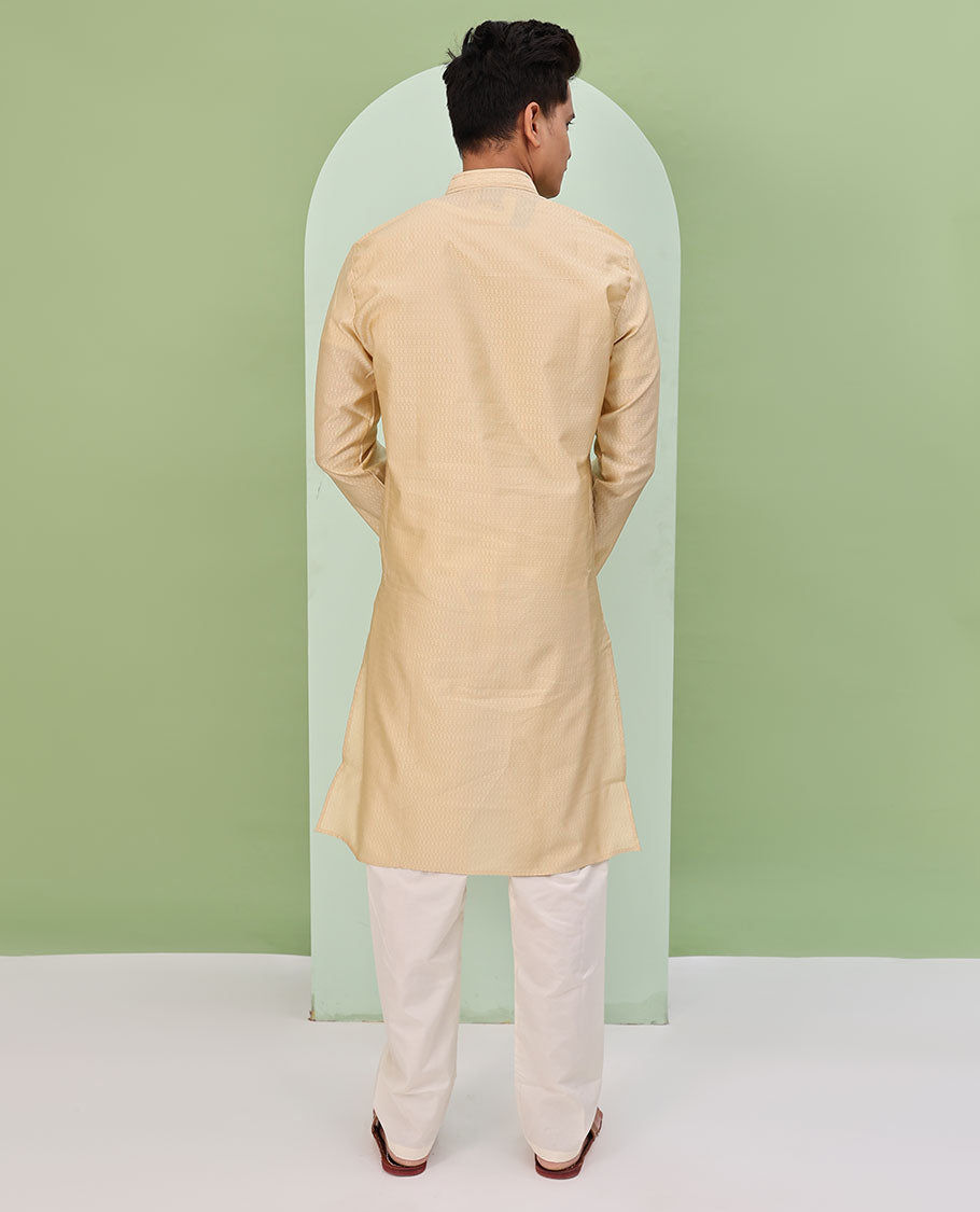 Sandal embossed design full-sleeved kurta