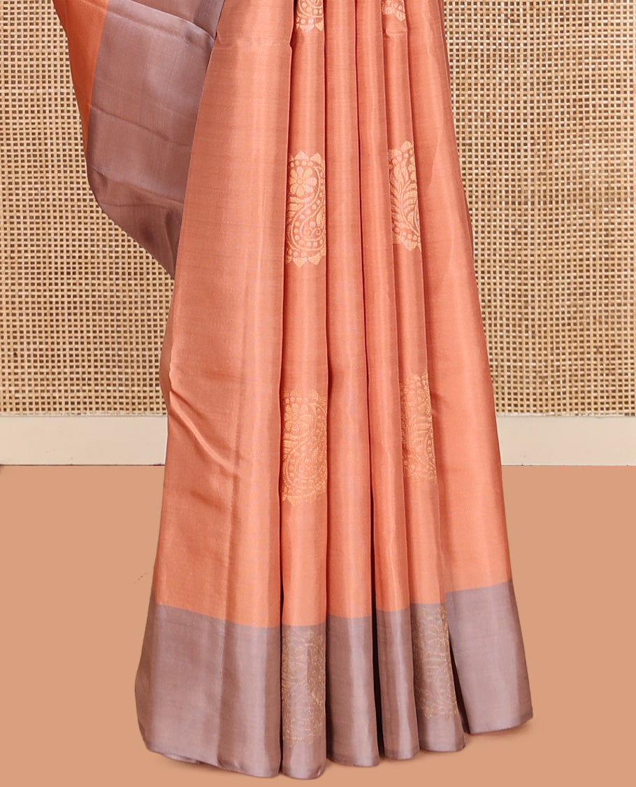 Peach Mayuri Lite Silk Mix Saree,