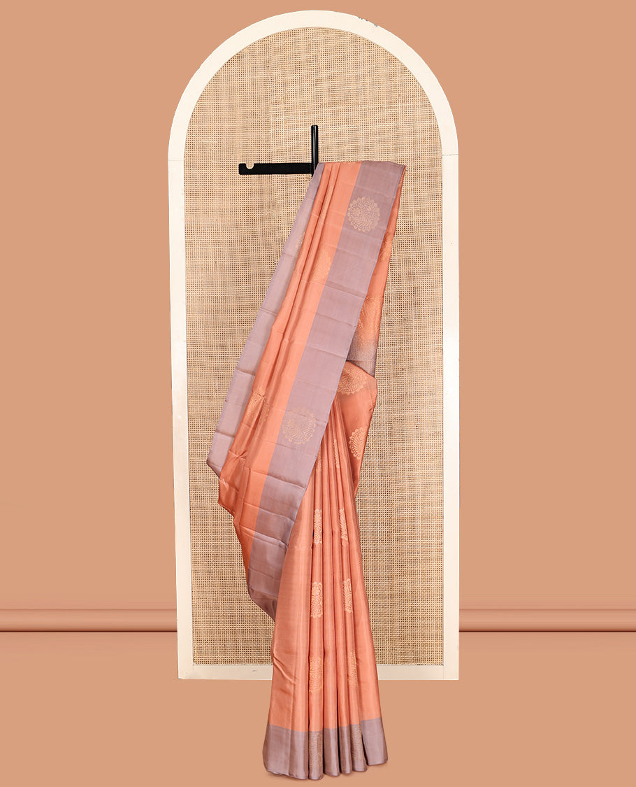 Peach Mayuri Lite Silk Mix Saree,