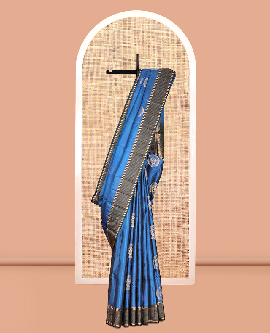 Blue Mayuri Lite Silk Mix Saree