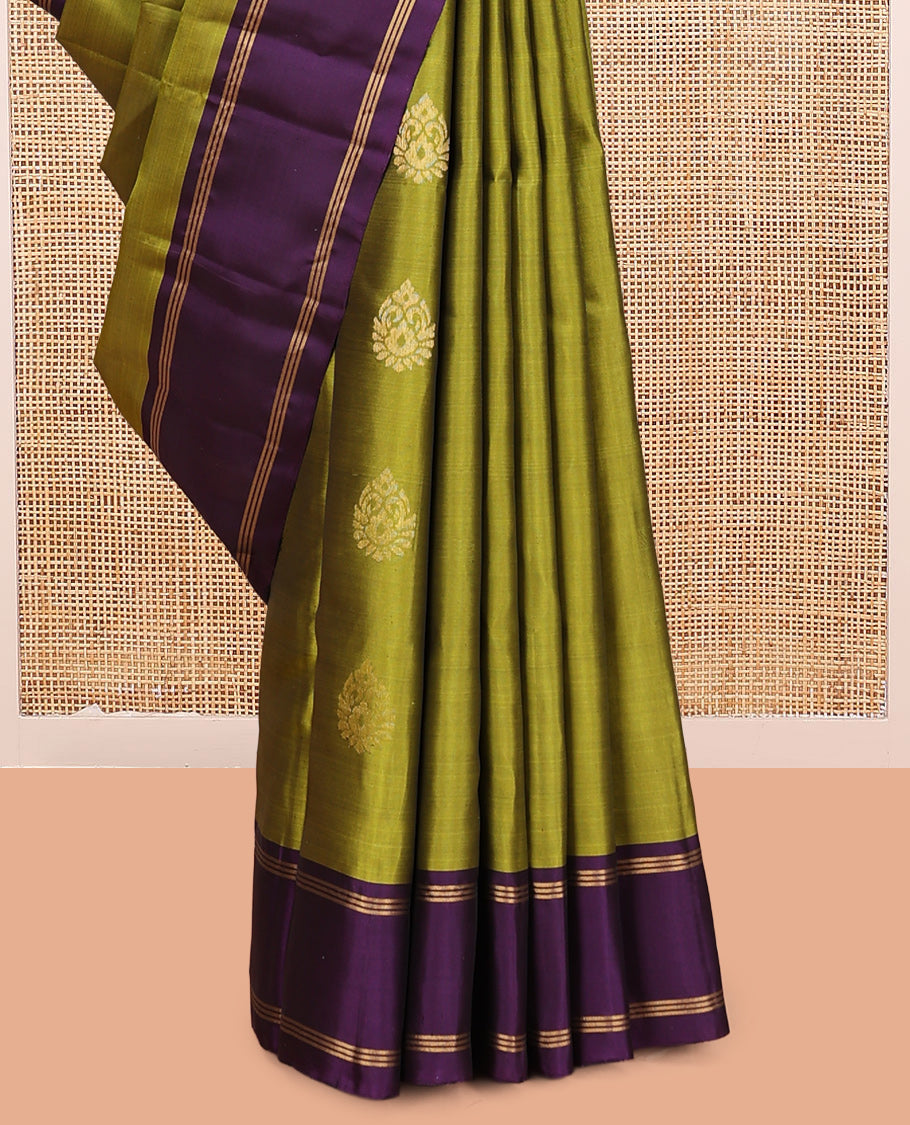 Leaf Green Zari Buttas Mayuri Lite Silk Mix Saree