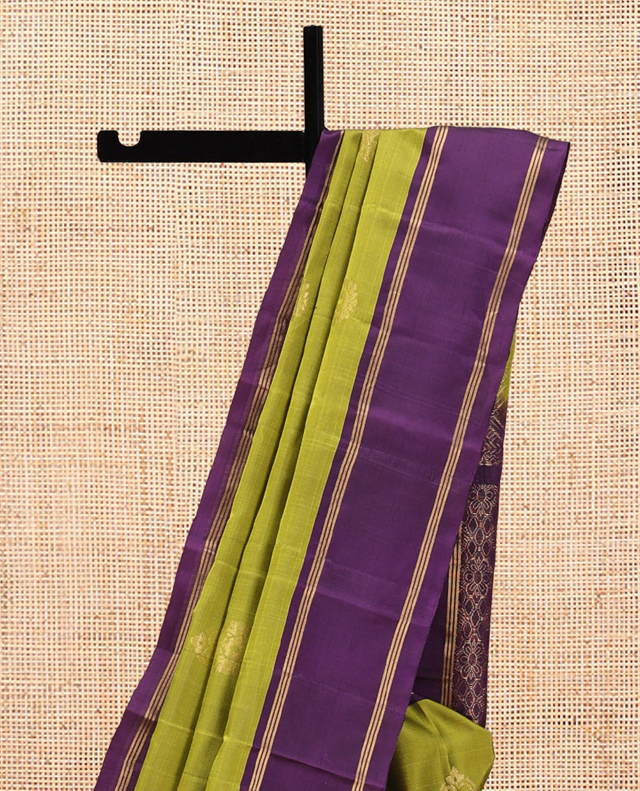 Leaf Green Zari Buttas Mayuri Lite Silk Mix Saree