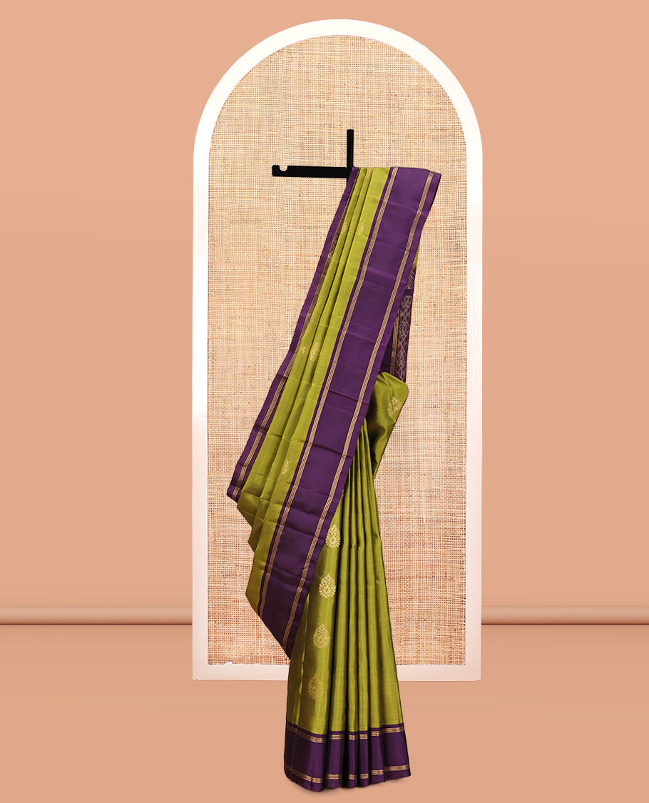 Leaf Green Zari Buttas Mayuri Lite Silk Mix Saree