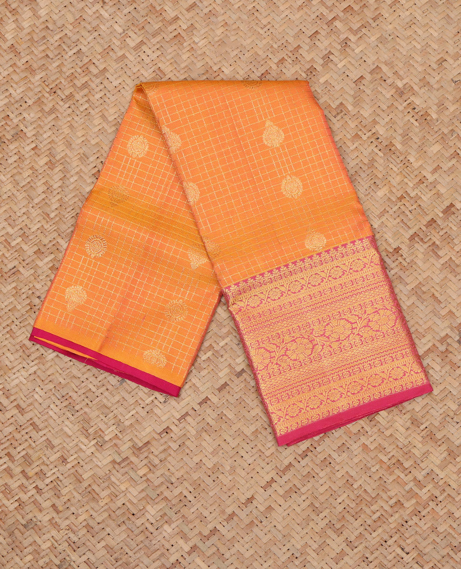Orange Pure Silk Navarathna Pavadai Material Set