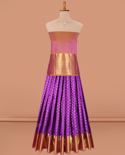 Violet Pure Silk Navarathna Pavadai Material Set