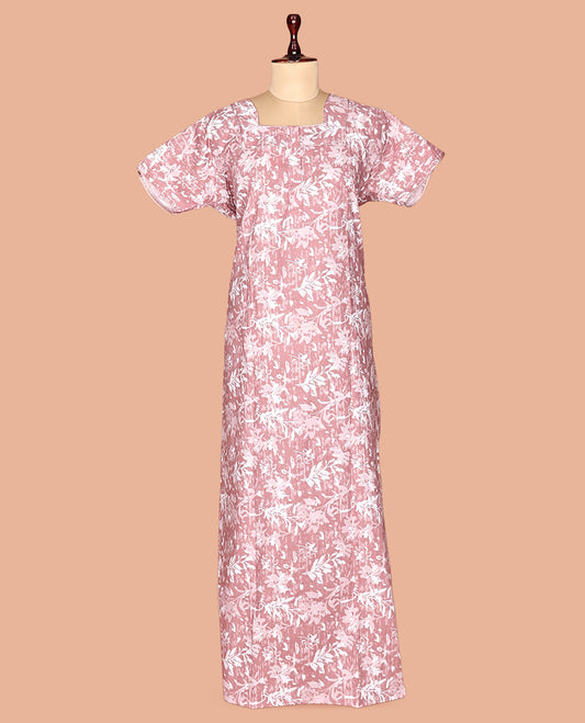 Pink Cotton-Blended Nighty