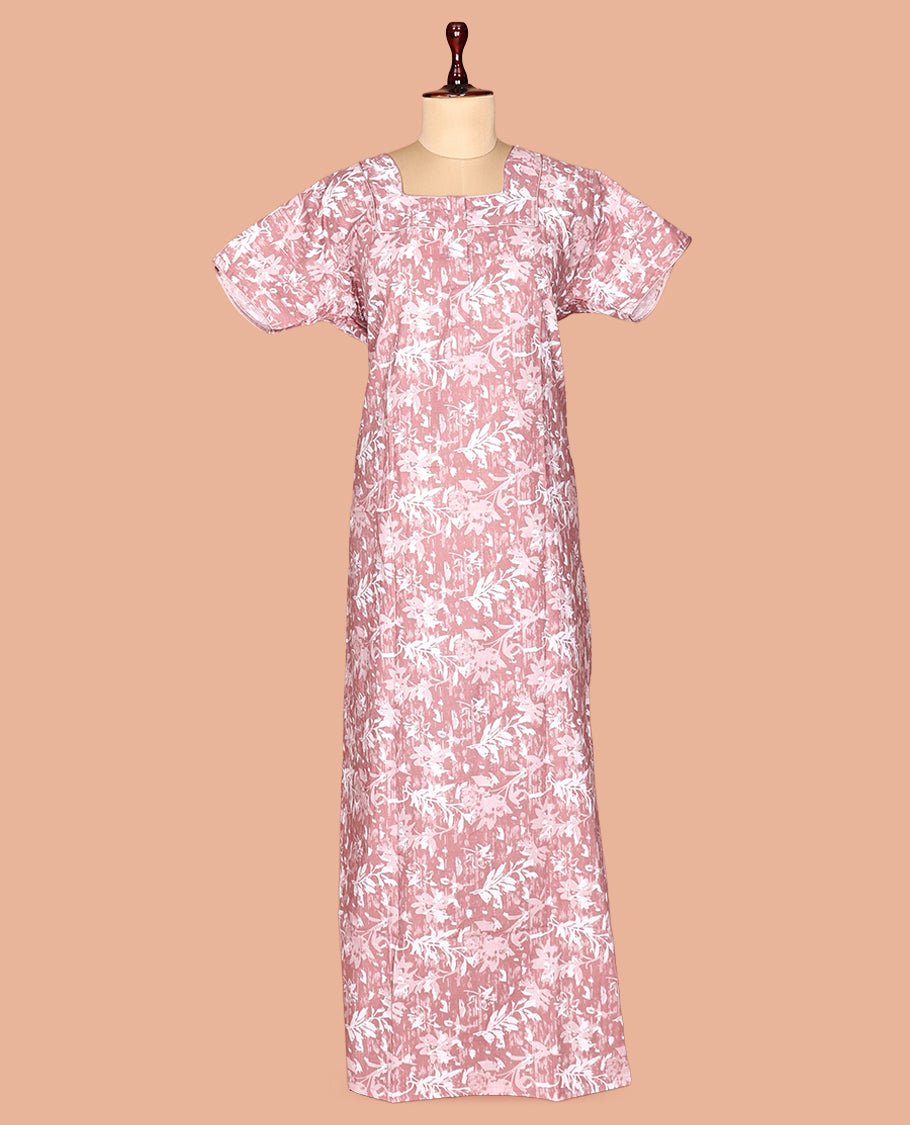 Pink Cotton-Blended Nighty
