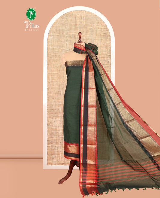 Bottle Green Mercerised Cotton Material Chudidar Set