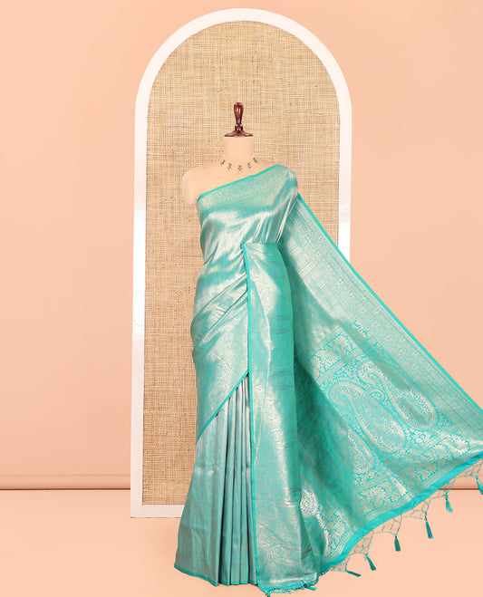 Rama Elite Soft Silk Saree Features Jacquard Design, a Zari Border, Paisley Pallu, Matching Blouse