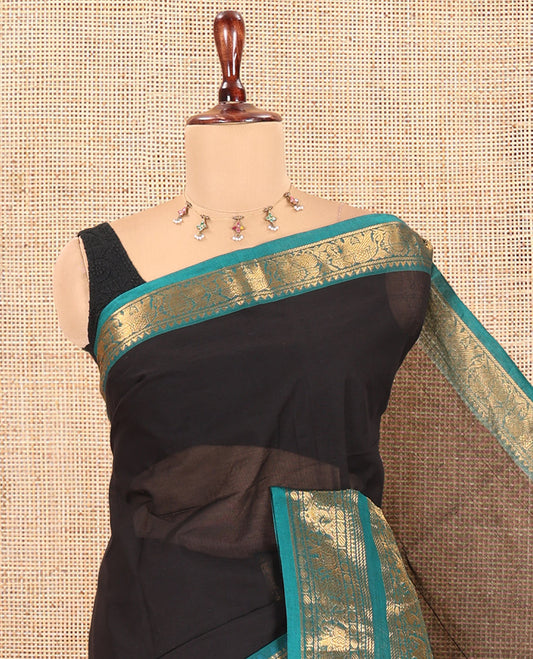 Black Plain Chettinad Cotton Saree