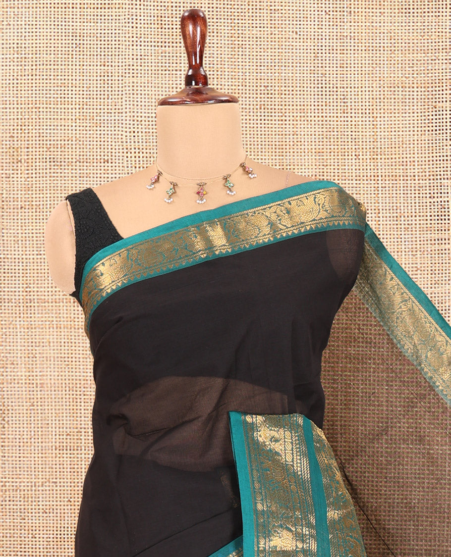 Black Plain Chettinad Cotton Saree