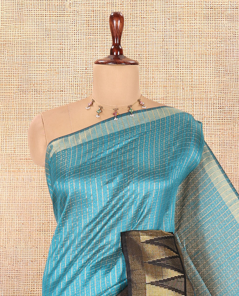 Blue Semi-Raw Silk Saree